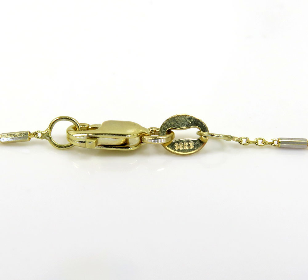 14k solid white yellow or rose gold octagon cylinder cable chain 16-20 inches 1mm - Image 3