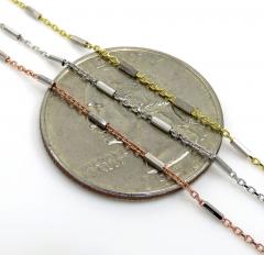 14k solid white yellow or rose gold octagon cylinder cable chain 16-20 inches 1mm