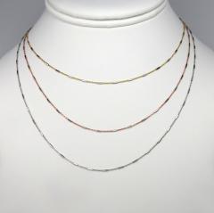14k solid white yellow or rose gold octagon cylinder cable chain 16-20 inches 1mm
