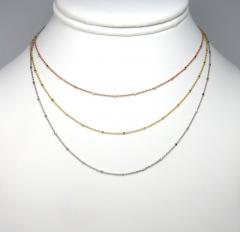 14k solid white yellow or rose gold octagon nut cable chain 16-20 inches 1mm