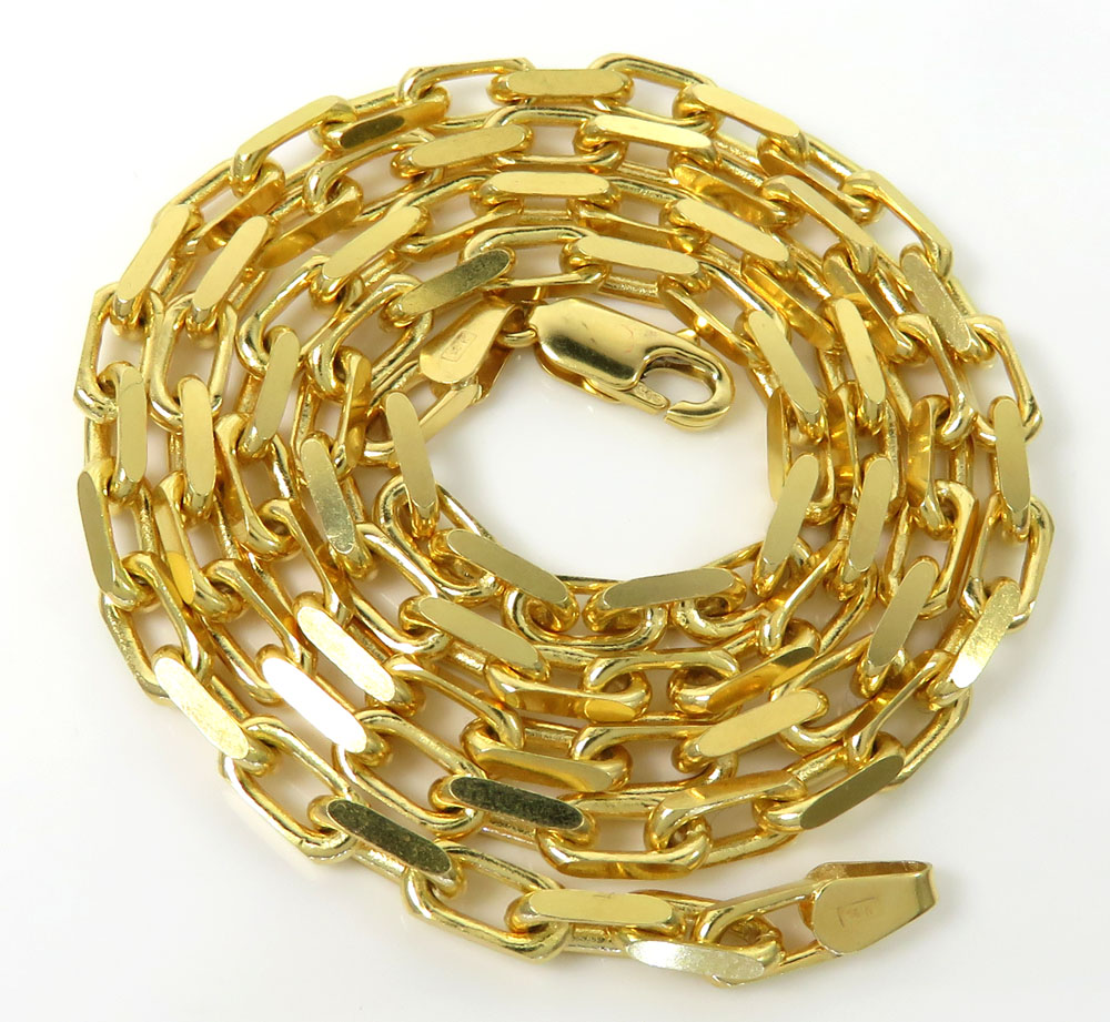 14k yellow gold solid flat edge cable link chain 20-22 inches 3.80mm 