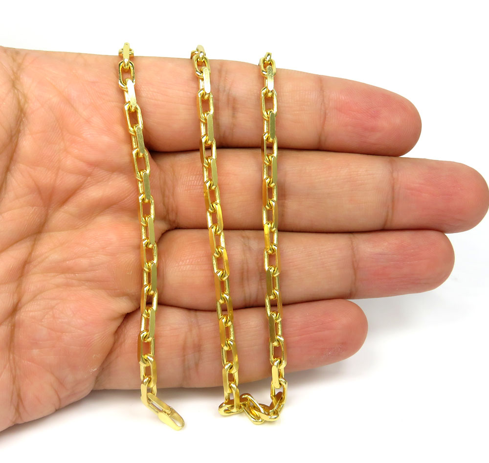 14k yellow gold solid flat edge cable link chain 20-30 inches 3.80mm 