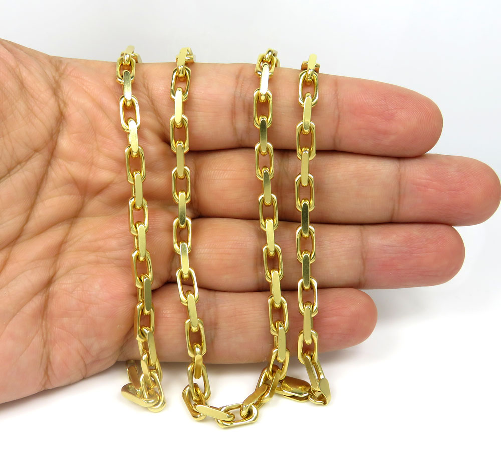 14k yellow gold solid flat edge cable link chain 20-30 inches 4.80mm 