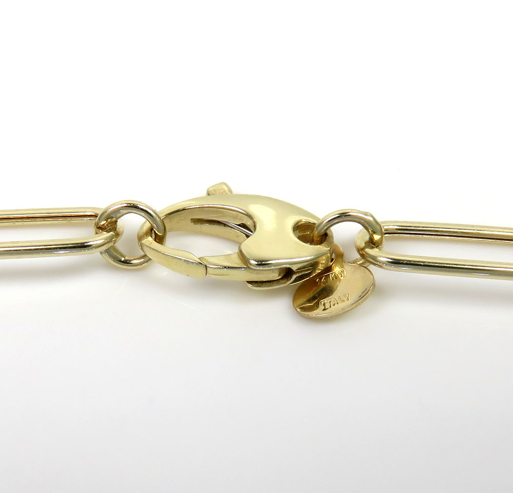 14k yellow gold hollow paper clip chain 16-30 inch 5.50mm