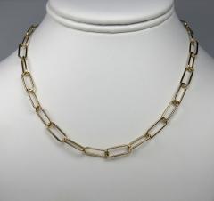 14k yellow gold hollow paper clip chain 16-30 inch 5.50mm