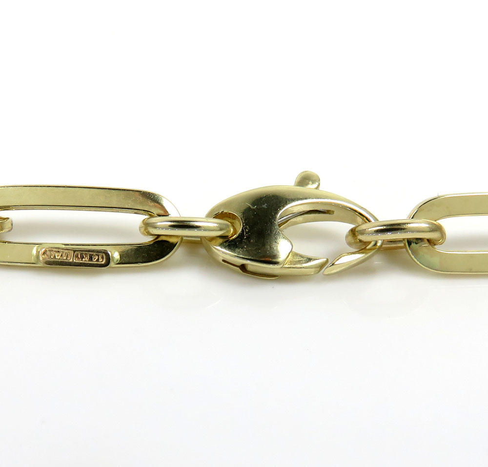 14k yellow gold hollow paper clip chain 16-30 inch 5.50mm - Image 3