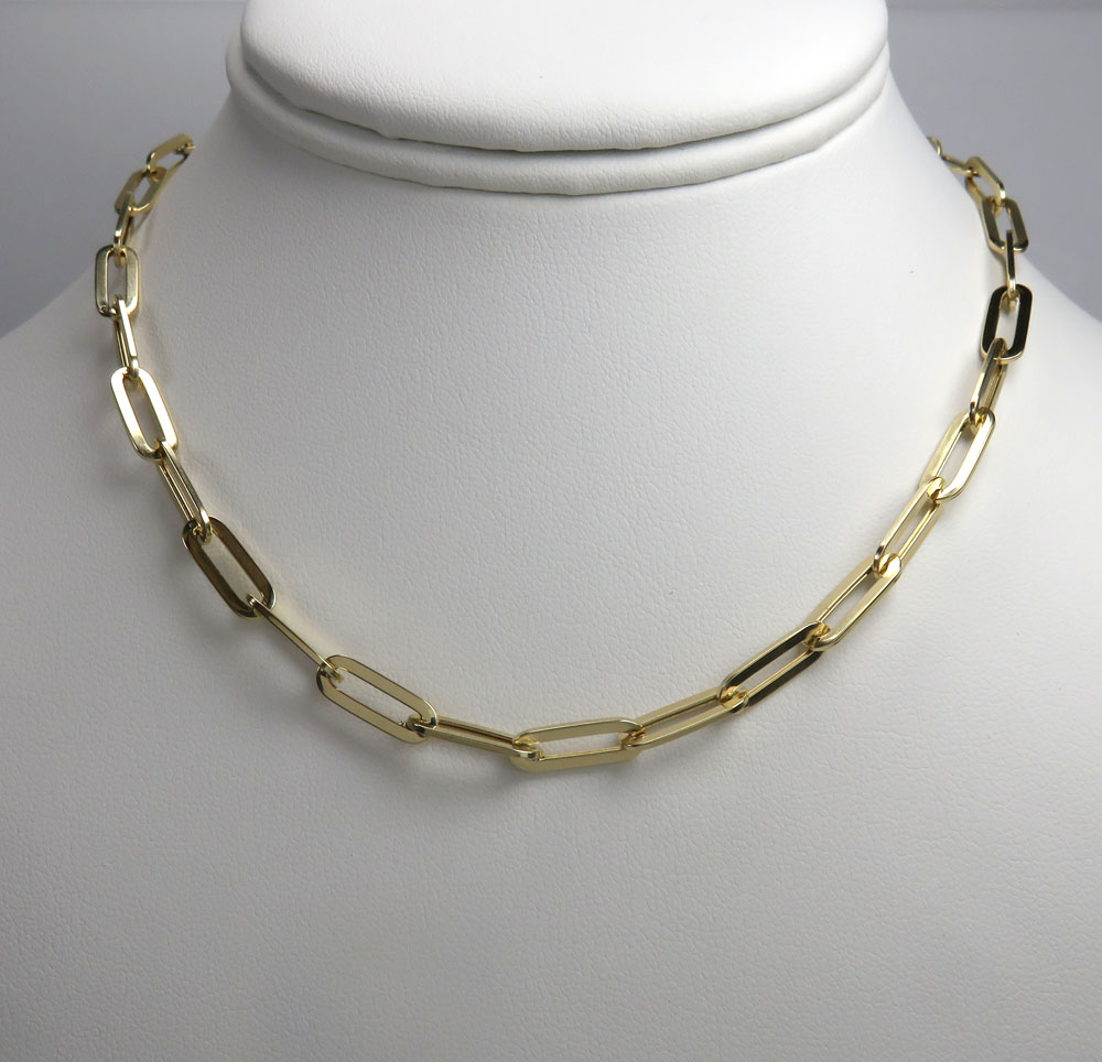 18K Real Gold Paper Clip Chain 16” 