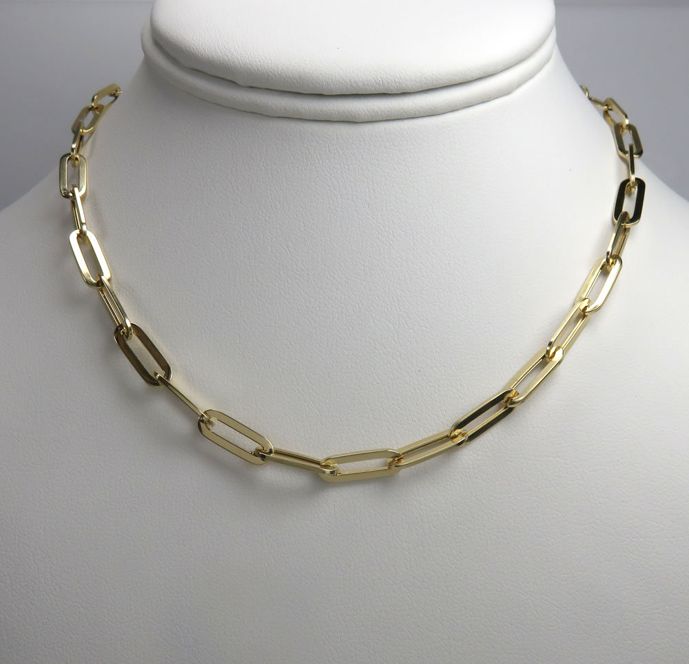 14k yellow gold hollow paper clip chain 16-30 inch 5.50mm - Image 5