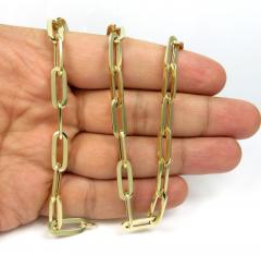 14k yellow gold hollow paper clip chain 16-30 inch 6.50mm