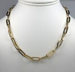 14k yellow gold hollow paper clip chain 16-30 inch 6.50mm