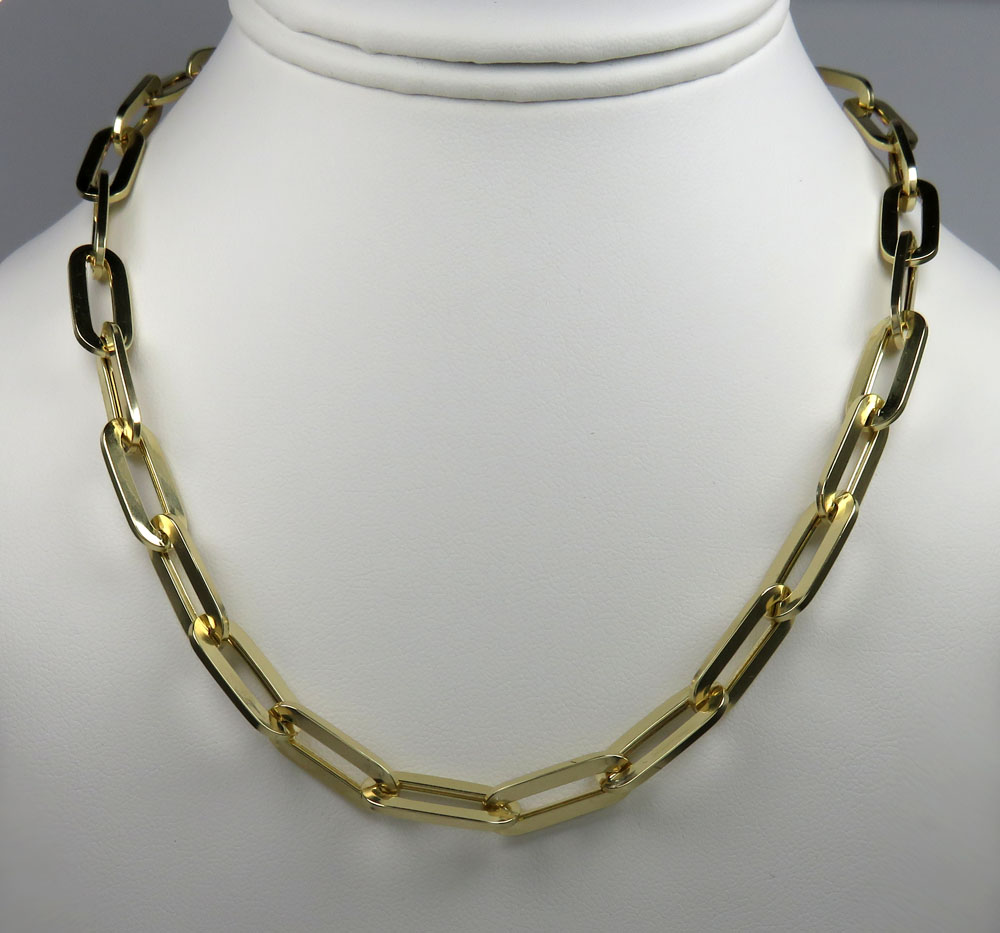 14k yellow gold hollow xl paper clip chain 18-30 inch 8mm