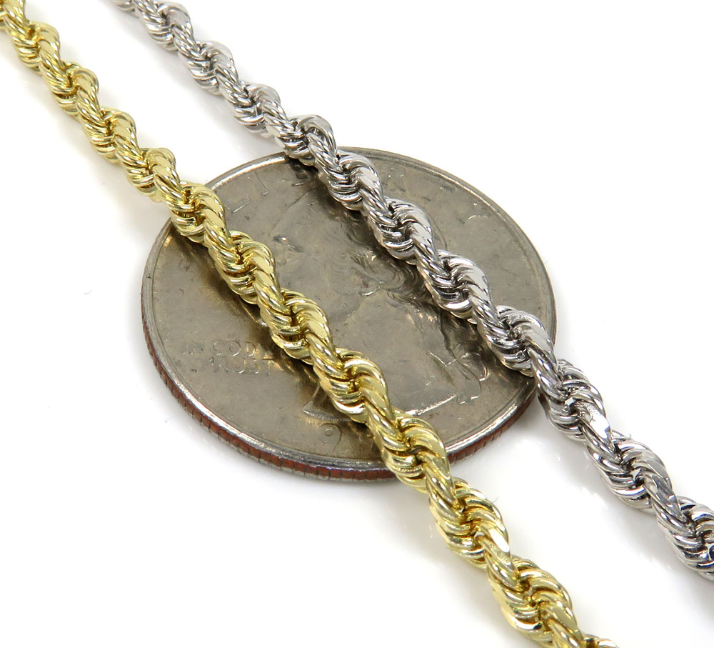 14k yellow or white gold solid diamond cut rope bracelet 8.50