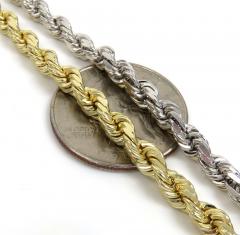 14k yellow or white gold solid diamond cut rope bracelet 8 inch 4.50mm