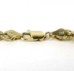 14k yellow or white gold solid diamond cut rope bracelet 8 inch 4.50mm