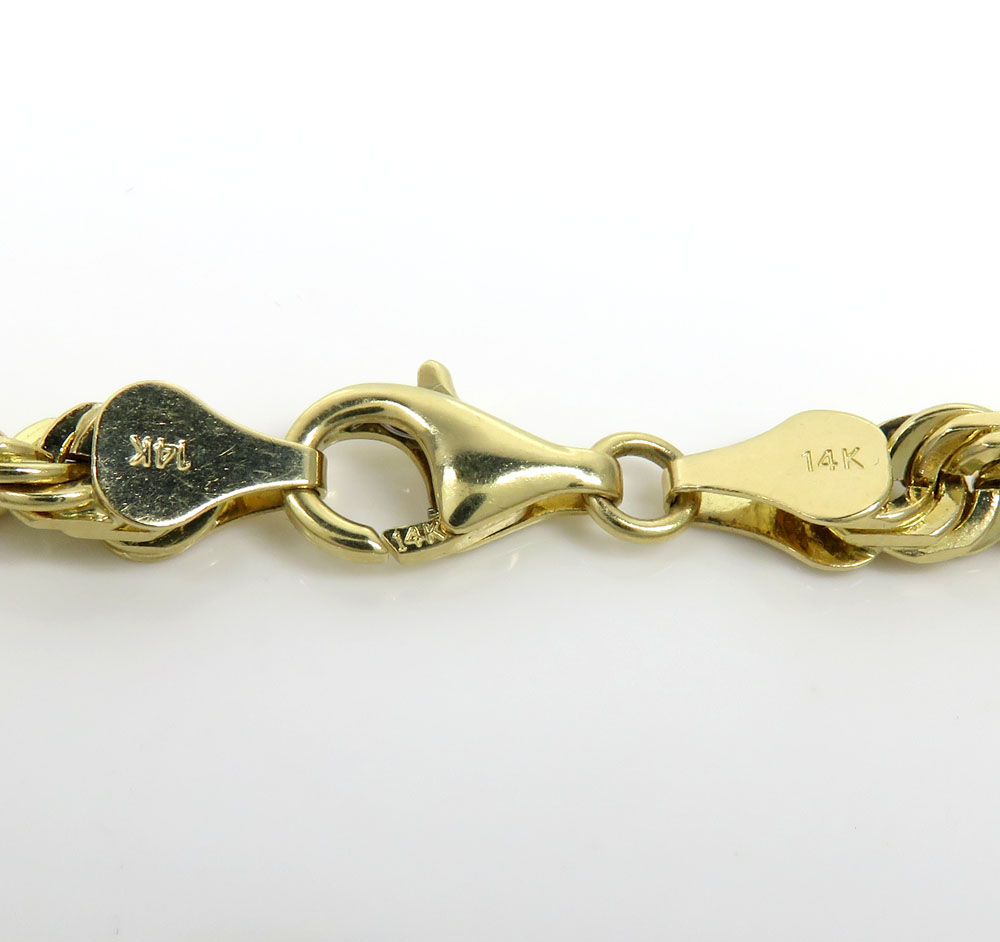 14k yellow or white gold solid diamond cut rope bracelet 8.50 inch 5mm