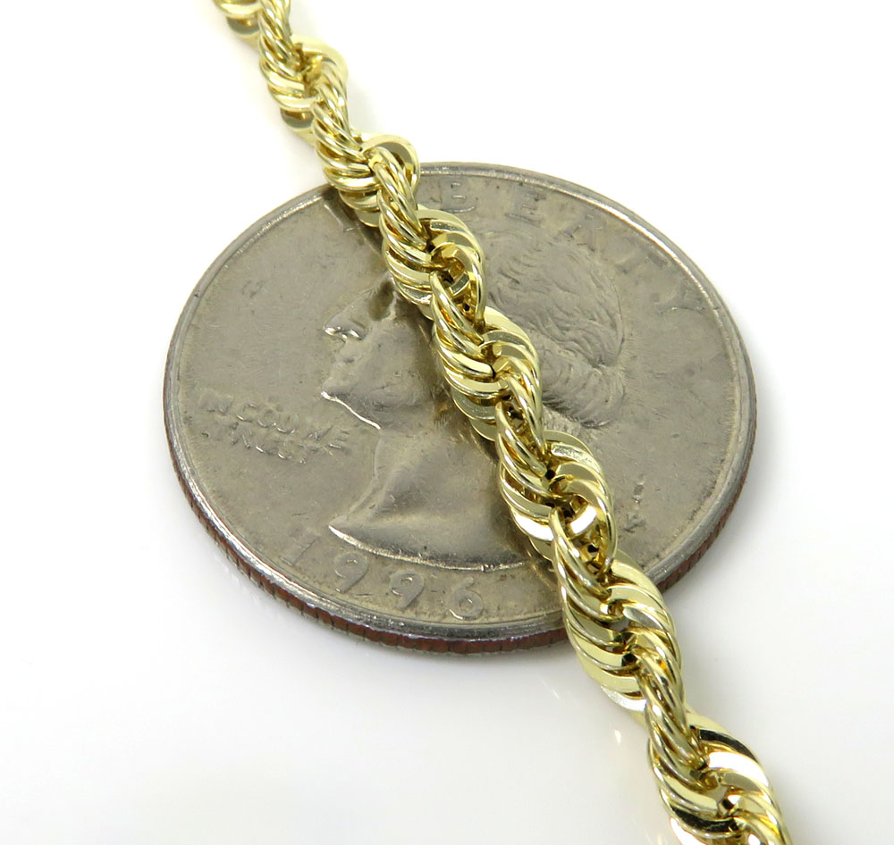 14k yellow gold solid rope bracelet 8.50 inch 4mm