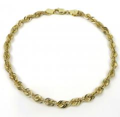 14k yellow gold solid rope bracelet 8.50 inch 3.80mm