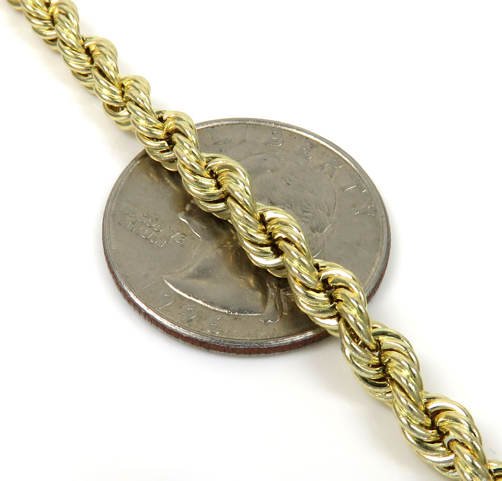14k yellow gold hollow rope bracelet 7.75 inches 5mm