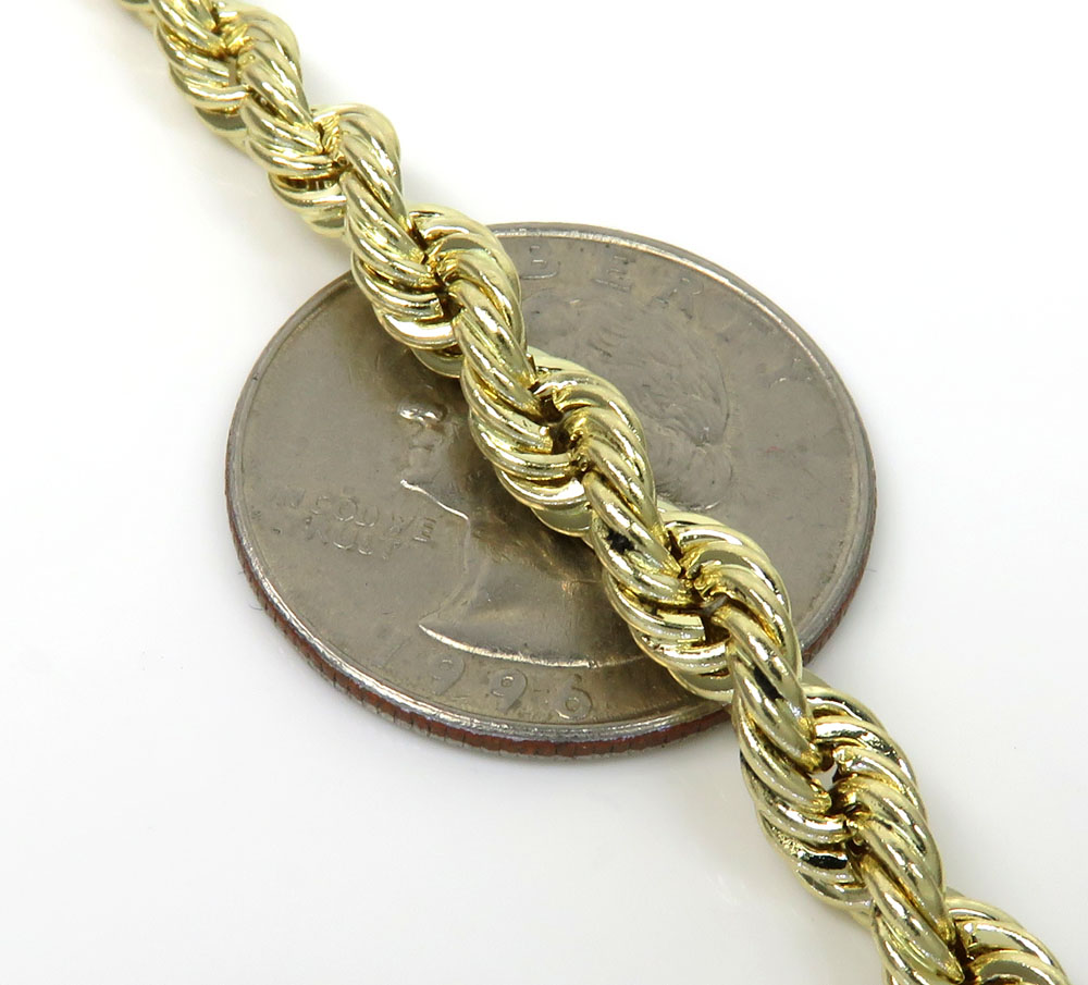 14k yellow gold hollow rope bracelet 8.50 inches 5mm