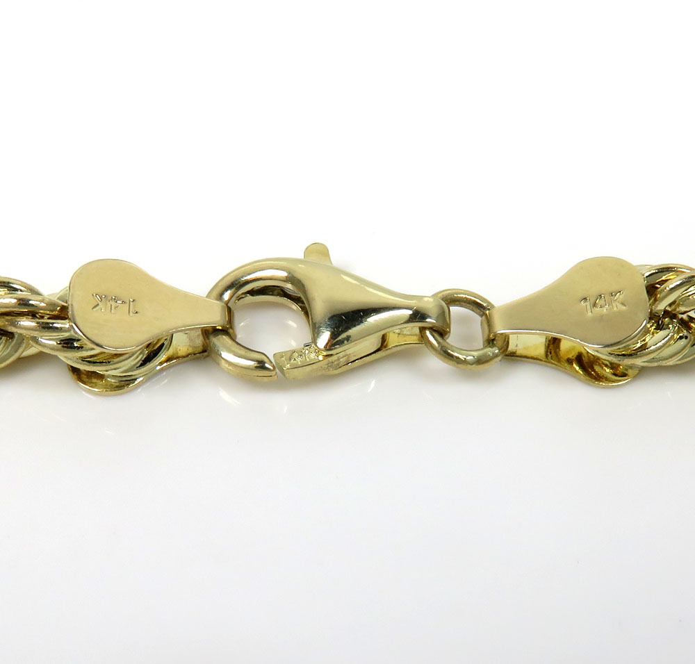 14k yellow gold hollow rope bracelet 8.50 inches 5mm