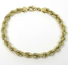 14k yellow gold hollow rope bracelet 8.50 inches 5mm