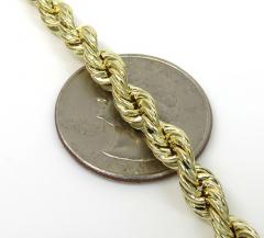 14k yellow gold hollow rope bracelet 8.50 inches 5mm