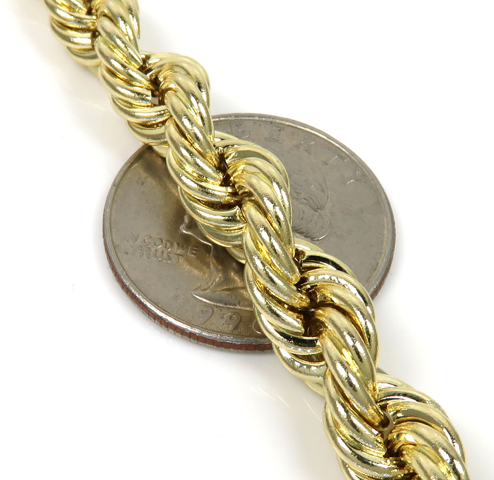 14k yellow gold xl hollow rope bracelet 8.50 inches 8.50mm - Image 3