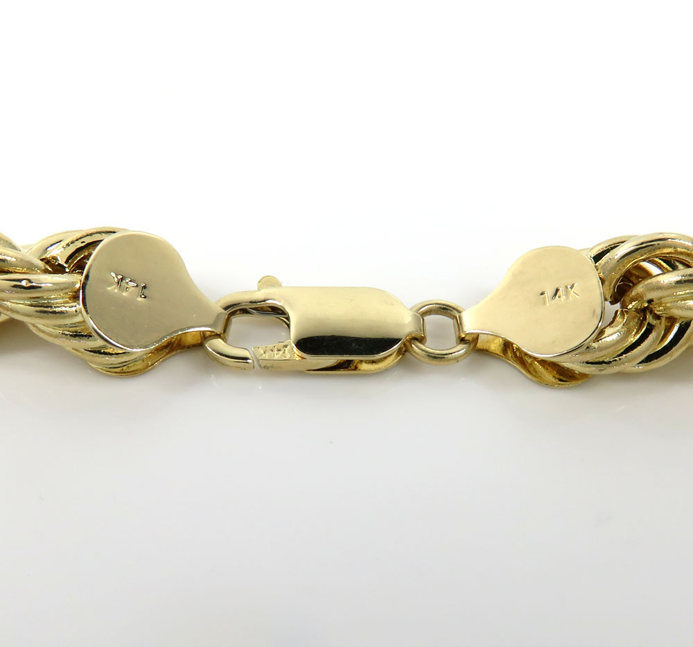14k yellow gold xl hollow rope bracelet 8.50 inches 8.50mm