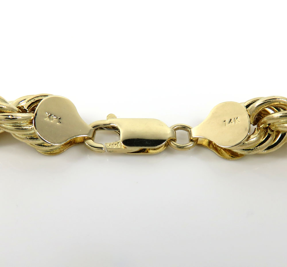 14k yellow gold xl hollow rope bracelet 8.50 inches 8.50mm - Image 4