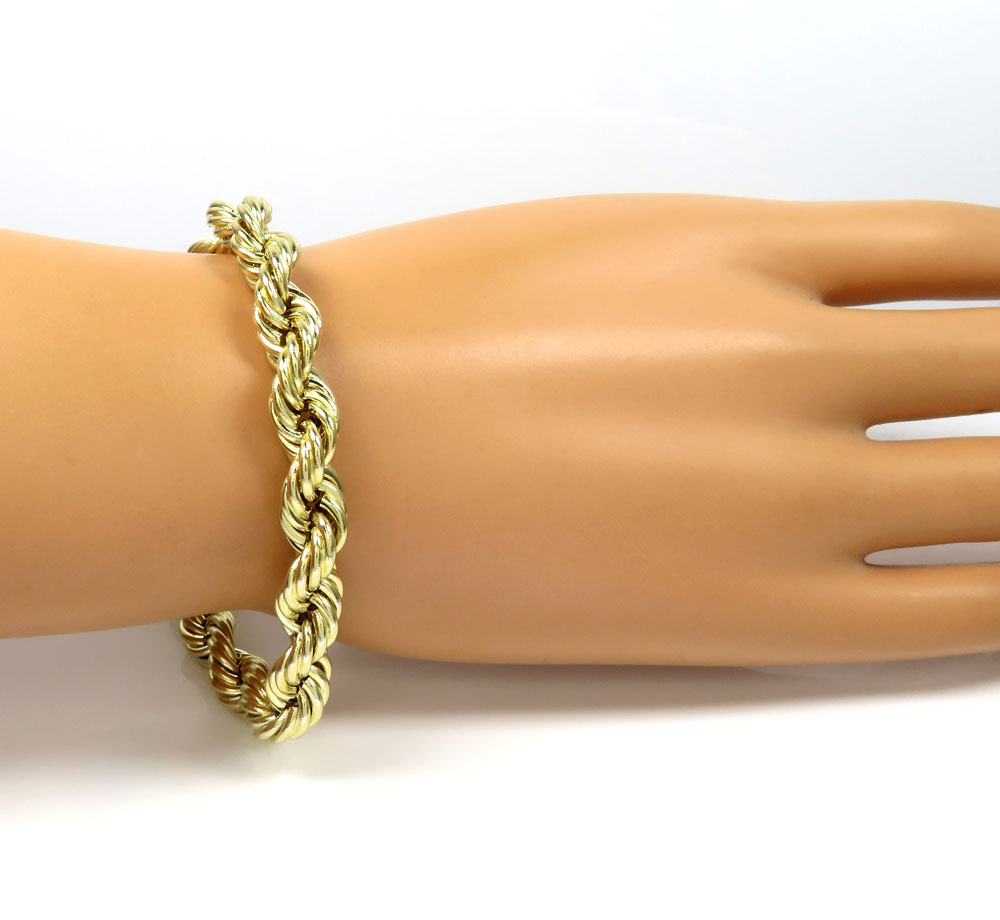14k yellow gold xl hollow rope bracelet 8.50 inches 8.50mm - Image 5