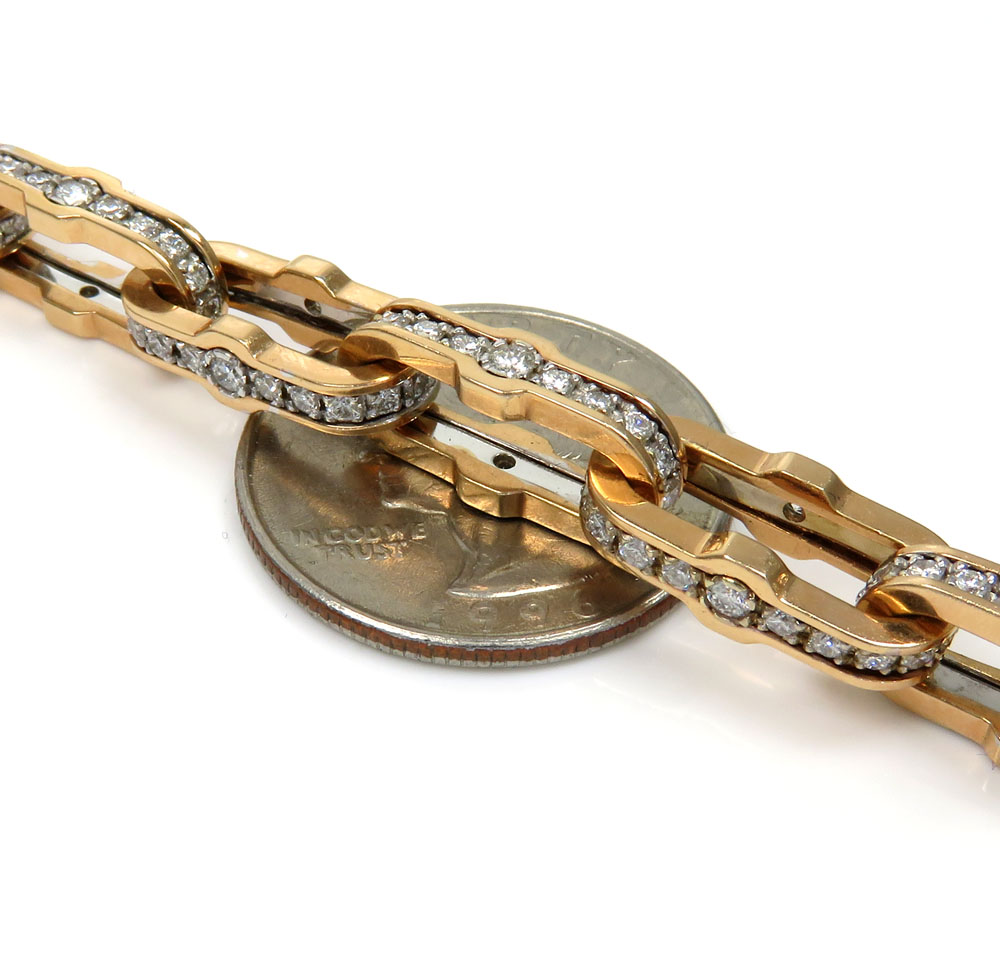 Baraka 18k two tone gold diamond prive collection cable chain 24 inch 19.40ct
