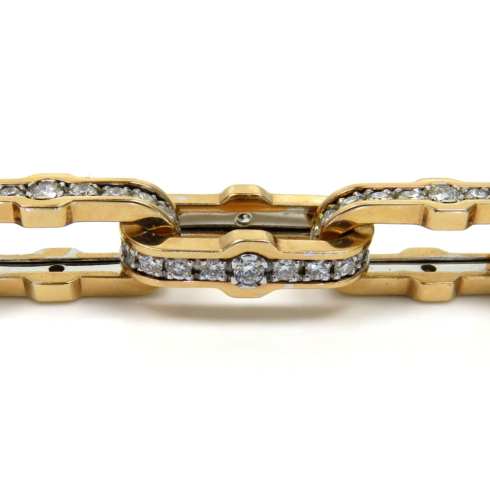 Baraka 18k two tone gold diamond prive collection cable chain 24 inch 19.40ct