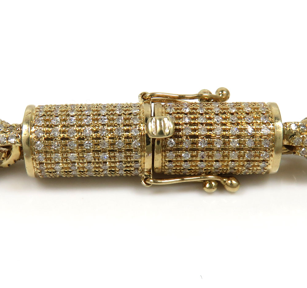 10k yellow gold 360 fully iced out  solid rope bracelet 8.25 inch 5.86ct