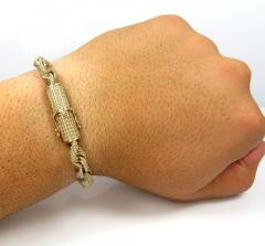 10k yellow gold 360 fully iced out  solid rope bracelet 8.25 inch 5.86ct