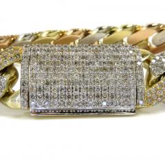 10k tri color solid  gold thick diamond miami bracelet 8.50