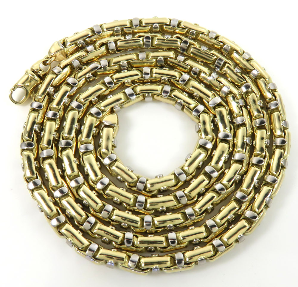 14k two tone gold anchor link chain 24-30 inch 4.80mm