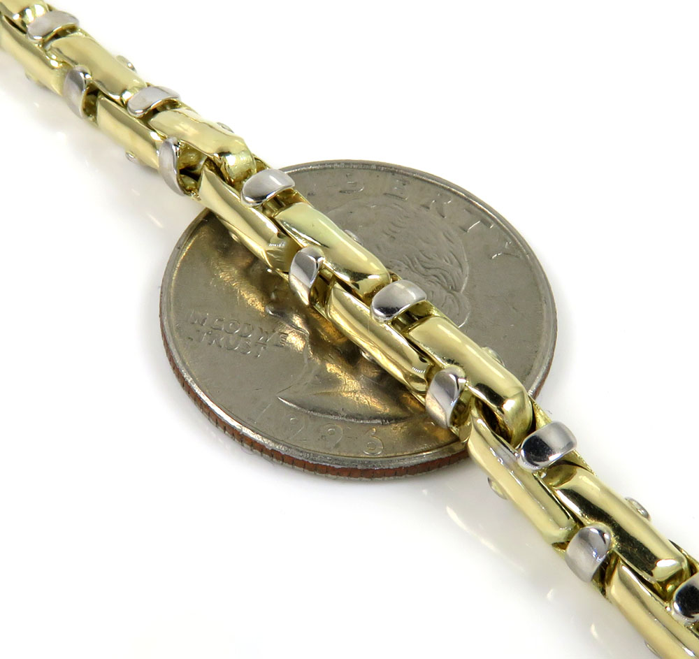 14k two tone gold anchor link chain 24-30 inch 4.80mm