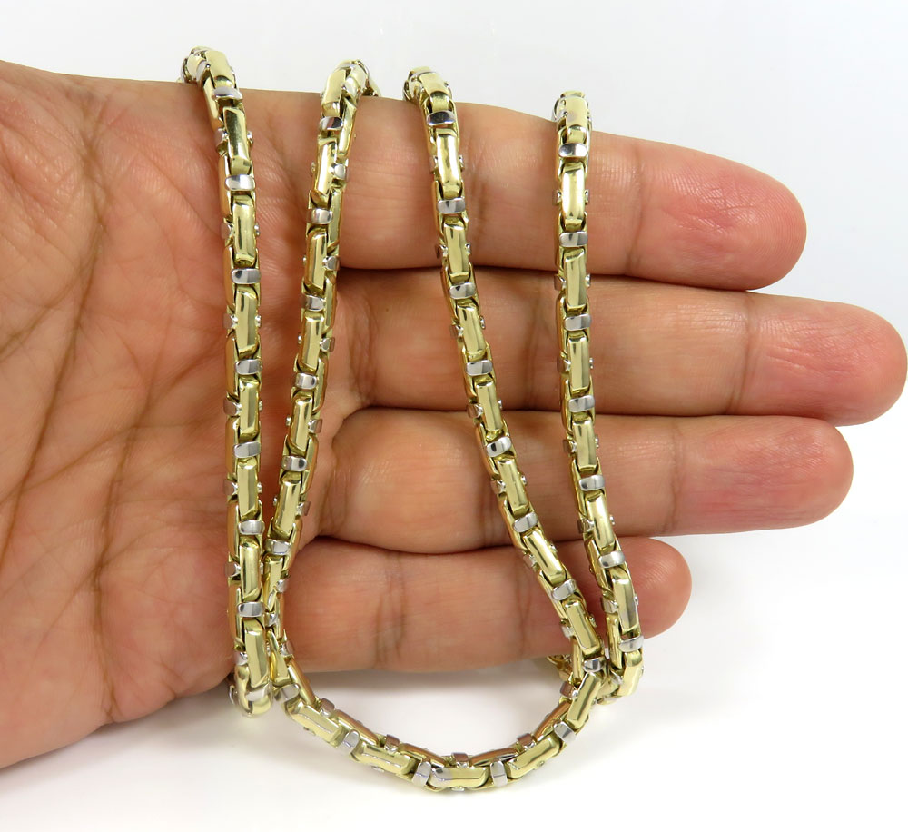 14k two tone gold anchor link chain 24-30 inch 4.80mm