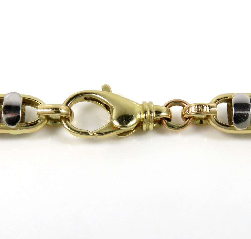 14k two tone gold fancy anchor link chain 24-30 inch 6mm