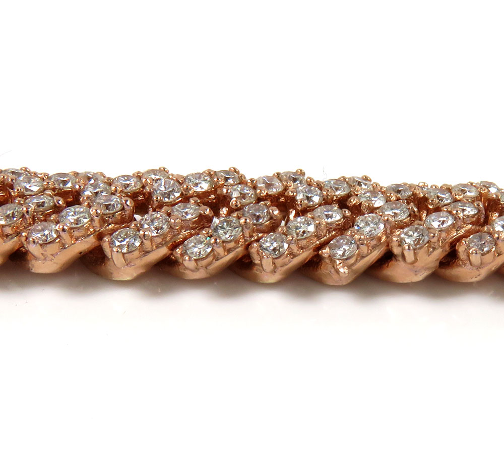 14k yellow white or rose gold diamond miami tight link chain 18-30
