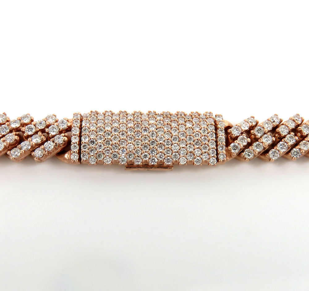 14k yellow white or rose gold diamond miami tight link chain 18-30