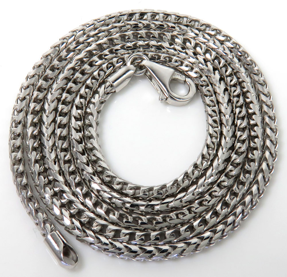14k solid white gold franco chain 18-24 inch 2mm - Image 2