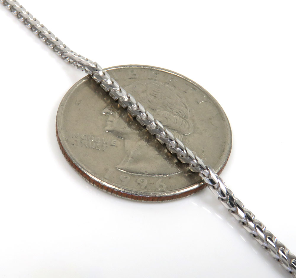 14k solid white gold franco chain 18-24 inch 2mm - Image 3