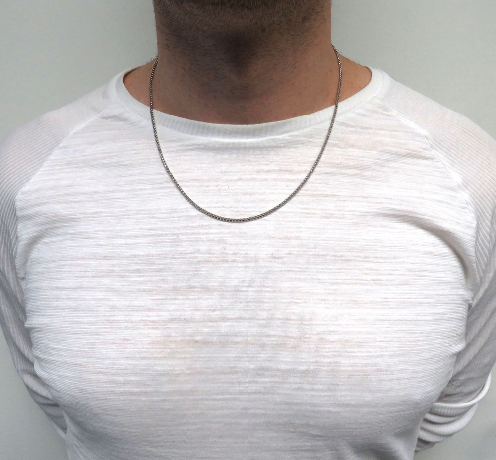 14k solid white gold franco chain 18-24 inch 2mm