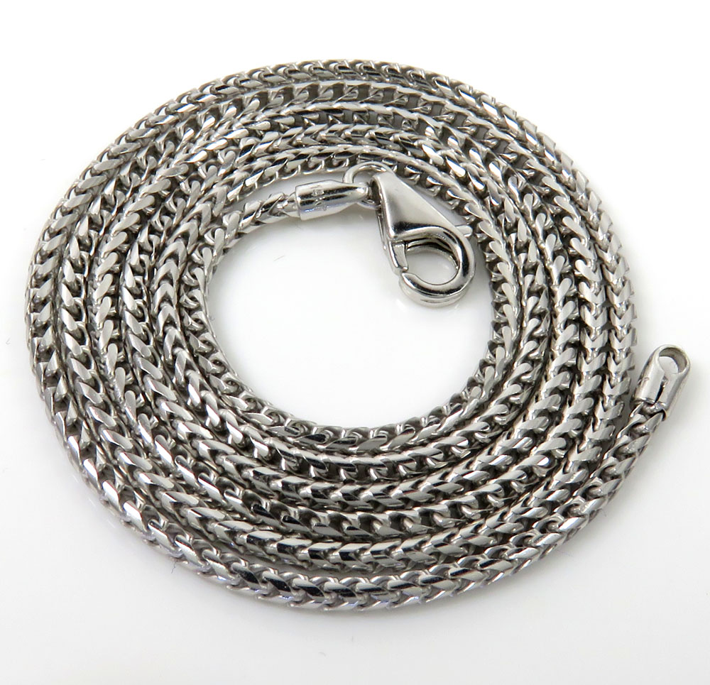 14k solid white gold franco chain 18-24 inch 1.70mm