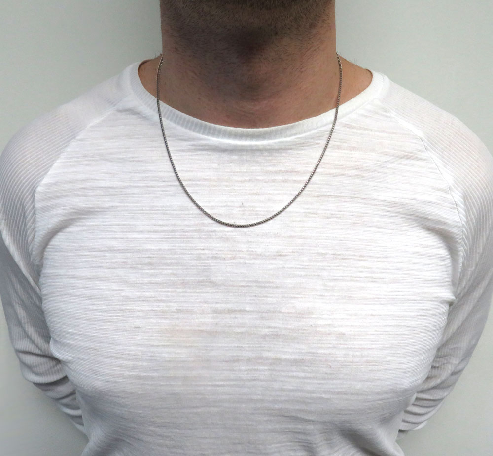 14k solid white gold franco chain 18-24 inch 1.70mm