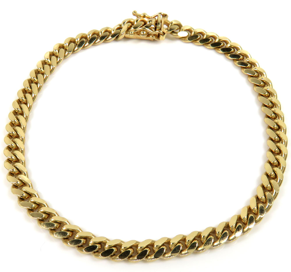 10k yellow gold solid miami bracelet 8 inch 5mm