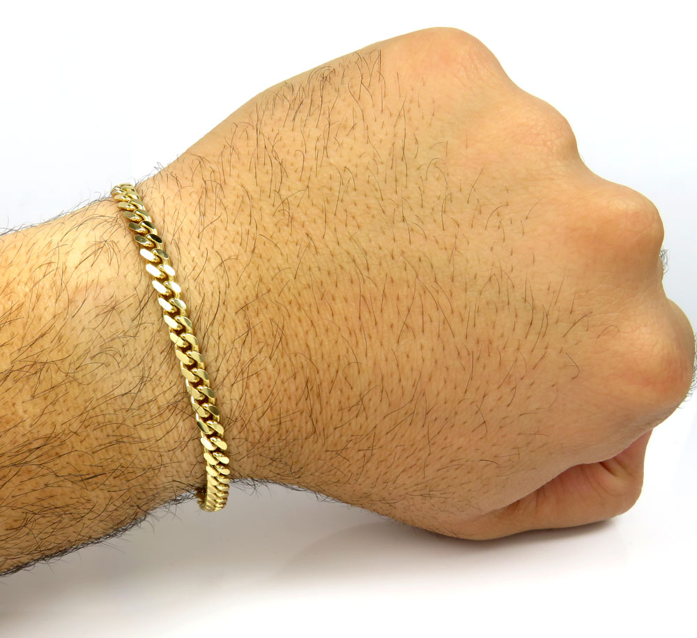 10k yellow gold solid miami bracelet 8 inch 5mm