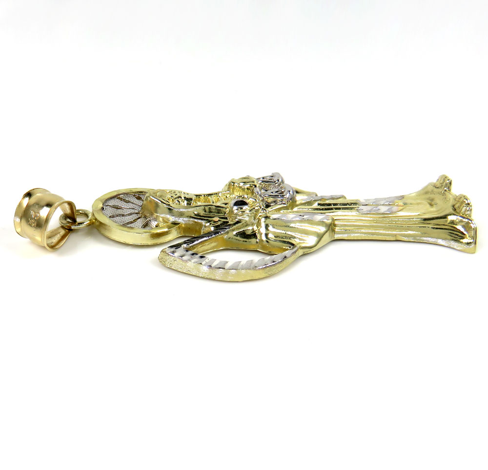 10k two tone gold halo large grim reaper pendant 