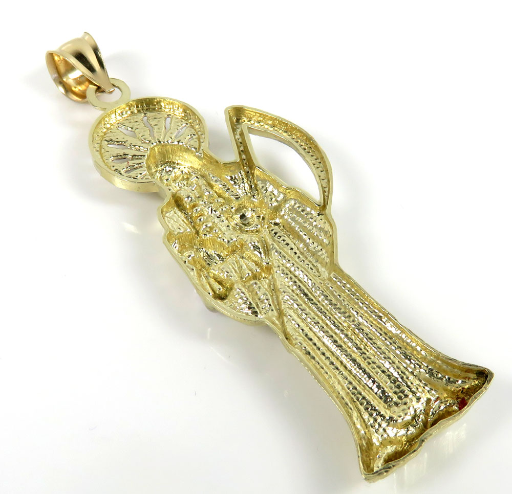 10k two tone gold halo large grim reaper pendant 